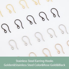 Listing 3 of 4 for 80Pcs 4 Colors Stainless Steel Earring Hooks Curved Fish Hook Ear Wires Hyp