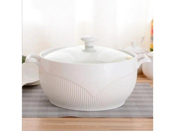 Listing 3 of 4 for Ceramic Soup Pot 2.6L White Round Nordic Lid Large Bowl Kitchen Tableware