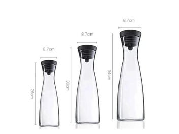 Listing 3 of 3 for 1L/1.5L Clear Glass Water Bottle With Stainless Steel Cap For Cold