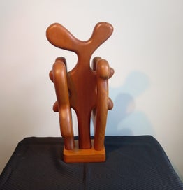 Listing 3 of 6 for Mid Century Wooden Sculpture : Triplex