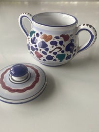 Listing 3 of 7 for Hand painted Italian pottery sugar pot