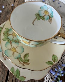 Listing 4 of 4 for VINTAGE Roslyn Fine Bone China Trio - mint condition