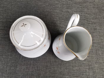 Listing 11 of 15 for Vintage Made in Liling China Tea Pot, Sugar Bowl & Milk Jug with Gold Trim