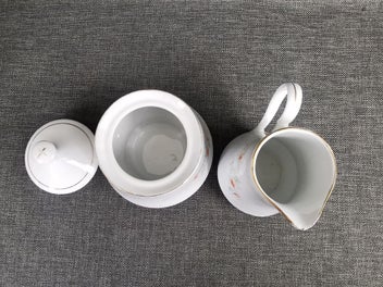 Listing 12 of 15 for Vintage Made in Liling China Tea Pot, Sugar Bowl & Milk Jug with Gold Trim