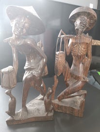 Listing 3 of 5 for Hand-Carved Wooden Art Tribal Figures – Set of 2