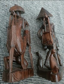 Listing 5 of 5 for Hand-Carved Wooden Art Tribal Figures – Set of 2