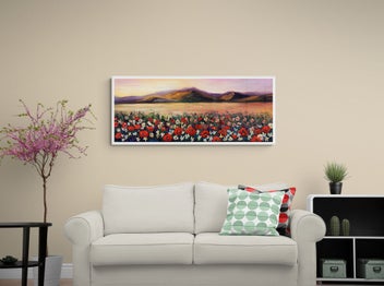 Listing 5 of 12 for Large 100x40cm Contemporary Painting Happy poppies Perfect for Above Bed/Sofa