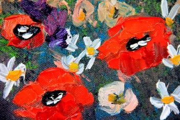 Listing 6 of 12 for Large 100x40cm Contemporary Painting Happy poppies Perfect for Above Bed/Sofa