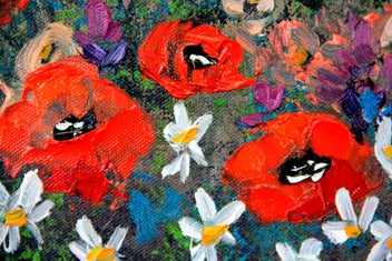 Listing 10 of 12 for Large 100x40cm Contemporary Painting Happy poppies Perfect for Above Bed/Sofa