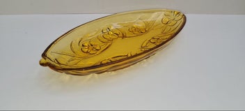 Listing 4 of 8 for Bagley art deco amber glass floral dish