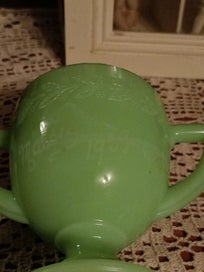 Listing 3 of 4 for Uranium Art Deco Jadiete Footed Sugar Bowl