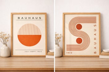 Listing 2 of 2 for Bauhaus Style Wall Art Prints (Set of 2) in IKEA Frames – 40x50cm