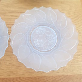 Listing 6 of 9 for Choose 1 Depression Glass Cake Plate: Rose pattern in green or blue
