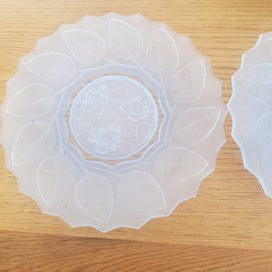 Listing 5 of 9 for Choose 1 Depression Glass Cake Plate: Rose pattern in green or blue