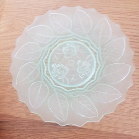 Listing 3 of 9 for Choose 1 Depression Glass Cake Plate: Rose pattern in green or blue