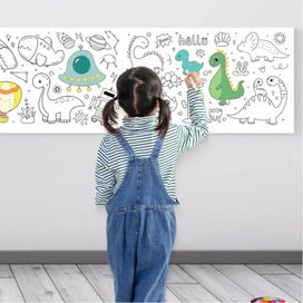 Listing 2 of 6 for 3M Diy Colouring Paper Roll With 12 Pencils Cartoon Doodle Set - Dinosaur Land(W