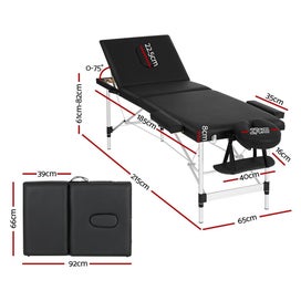 Listing 2 of 6 for Zenses Massage Table 65Cm Portable 3 Fold Aluminium Beauty Bed Black