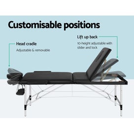 Listing 4 of 6 for Zenses Massage Table 65Cm Portable 3 Fold Aluminium Beauty Bed Black