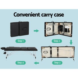 Listing 5 of 6 for Zenses Massage Table 65Cm Portable 3 Fold Aluminium Beauty Bed Black