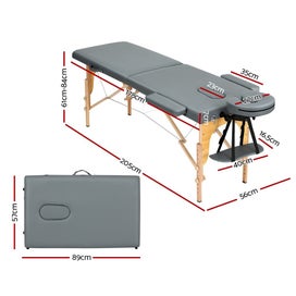 Listing 2 of 6 for Zenses Massage Table 56Cm Portable 2 Fold Wooden Beauty Bed Grey