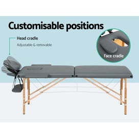 Listing 4 of 6 for Zenses Massage Table 56Cm Portable 2 Fold Wooden Beauty Bed Grey