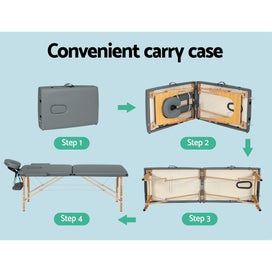 Listing 5 of 6 for Zenses Massage Table 56Cm Portable 2 Fold Wooden Beauty Bed Grey