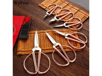 Listing 4 of 9 for Stainless Steel Rose Gold Embroidery And Sewing Scissors Vintage Needlework