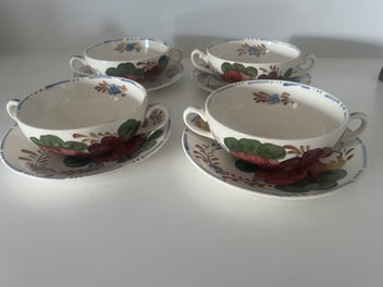 Listing 4 of 8 for 4 x Belle Fiore Soup bowls and saucers