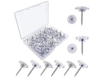 Listing 3 of 9 for 100Pcs Clear Thumb Tacks For Wall Hangings Plastic Gear Push Pins Count Cork