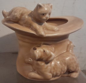Listing 2 of 5 for SYLVAC DOG THREATENING CAT ON HAT ..VERY CUTE.