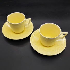 Listing 2 of 5 for Crown Ducal - 2 Yellow Coffee Duos - c1930+