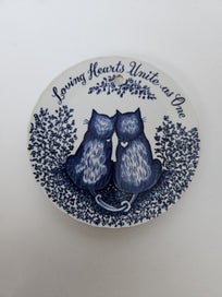 Listing 1 of 5 for Staffordshire Cat Plate similar to blue & white Burleigh