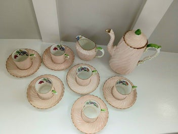 Listing 5 of 5 for A STUNNING AYNSLEY PINK SWIRL COFFEE SET