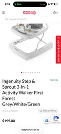 Listing 4 of 4 for Ingenuity Step & Sprout 3-In-1 Activity Walker First Forest Grey/White/Green