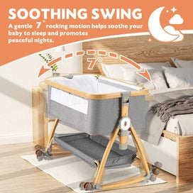 Listing 3 of 12 for PlayPals 3-in-1 Baby Cot Crib Bed Bassinet Bedside Sleeper Portable Foldable