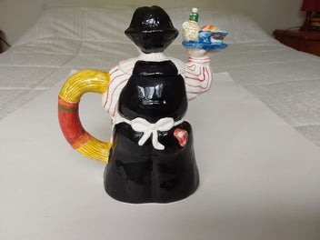 Listing 2 of 7 for Vintage Ceramic Decorative Teapot, " Chef holding a Menu and a tray"