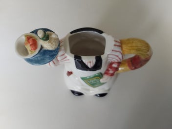 Listing 7 of 7 for Vintage Ceramic Decorative Teapot, " Chef holding a Menu and a tray"