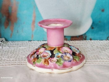 Listing 3 of 4 for Vintage Tuscan Plant Bone China Boudoir Candle Holder 1930s