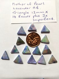 Listing 2 of 2 for Mother of Pearl Triangle Lavender AB 12mm x 14 Beads plus 3 Free