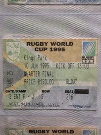 Listing 5 of 9 for 1995 Rugby World Cup Ticket Collection – FINAL + Semi + Quarter Finals (S.A)