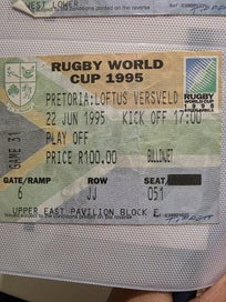 Listing 7 of 9 for 1995 Rugby World Cup Ticket Collection – FINAL + Semi + Quarter Finals (S.A)