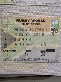 Listing 6 of 9 for 1995 Rugby World Cup Ticket Collection – FINAL + Semi + Quarter Finals (S.A)