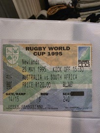 Listing 8 of 9 for 1995 Rugby World Cup Ticket Collection – FINAL + Semi + Quarter Finals (S.A)