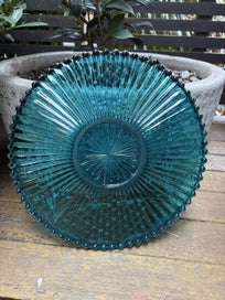 Listing 4 of 6 for VINTAGE MURANO TEAL GLASS PLATE