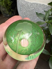 Listing 3 of 5 for GREEN SHAMROCK GLASS PAPER WEIGHT