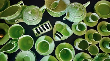 Listing 2 of 20 for Crown Ducal Green china collection art deco made in England