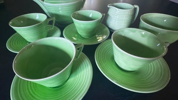 Listing 4 of 20 for Crown Ducal Green china collection art deco made in England