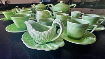 Listing 13 of 20 for Crown Ducal Green china collection art deco made in England