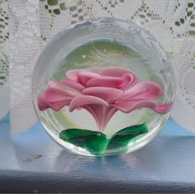 Listing 3 of 3 for Paper Weight - Pink Flower Inside.