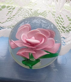 Listing 1 of 3 for Paper Weight - Pink Flower Inside.